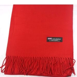 Men's Red Cashmere Scarf with Fringe
